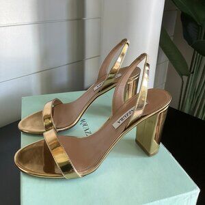 Aquazzura So Nude Soft Gold Block Sandal